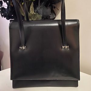 Vintage John Hort Handmade Black Leather Handbag